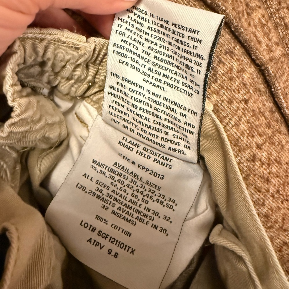 Rasco FR Flame Resistant Work Pants NFPA 2112 Utility Khaki 30x30 - Picture 2 of 11